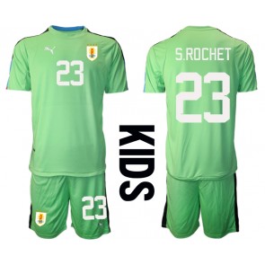 Uruguay Sergio Rochet #23 Brankářské Dětské Domácí dres komplet MS 2022 Krátký Rukáv (+ trenýrky)